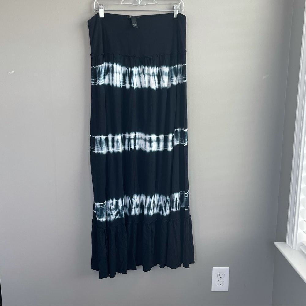 INC International Concepts Black and White Tie-Dye Maxi Skirt